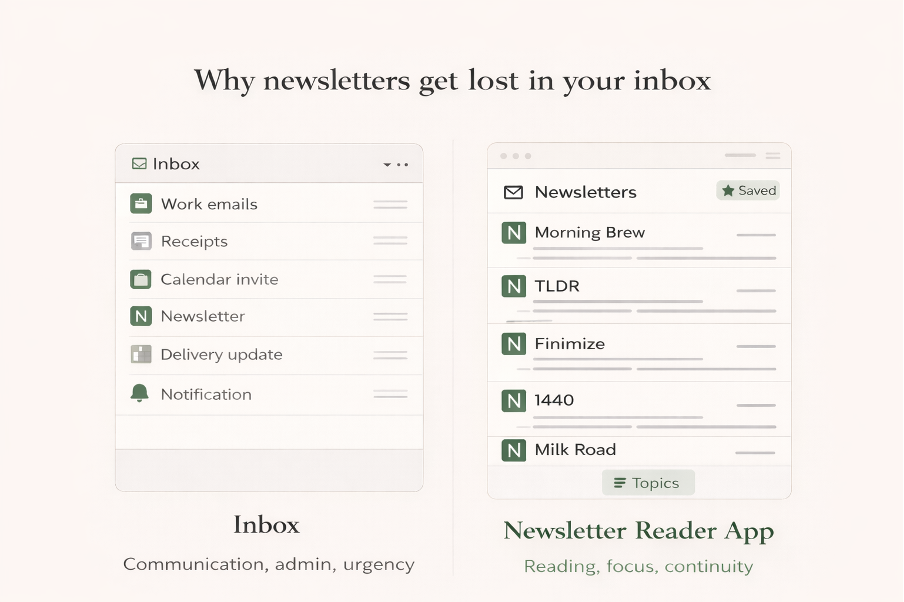 What a newsletter reader app looks like